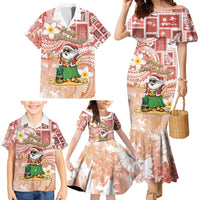 Hawaii Mele Kalikimaka Family Matching Mermaid Dress and Hawaiian Shirt Hula Santa Retro Style Red LT05 - Polynesian Pride