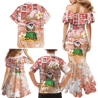 Hawaii Mele Kalikimaka Family Matching Mermaid Dress and Hawaiian Shirt Hula Santa Retro Style Red LT05 - Polynesian Pride