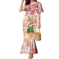 Hawaii Mele Kalikimaka Family Matching Mermaid Dress and Hawaiian Shirt Hula Santa Retro Style Red LT05 Mom's Dress Red - Polynesian Pride