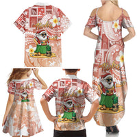 Hawaii Mele Kalikimaka Family Matching Summer Maxi Dress and Hawaiian Shirt Hula Santa Retro Style Red LT05 - Polynesian Pride