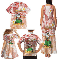 Hawaii Mele Kalikimaka Family Matching Tank Maxi Dress and Hawaiian Shirt Hula Santa Retro Style Red LT05 - Polynesian Pride