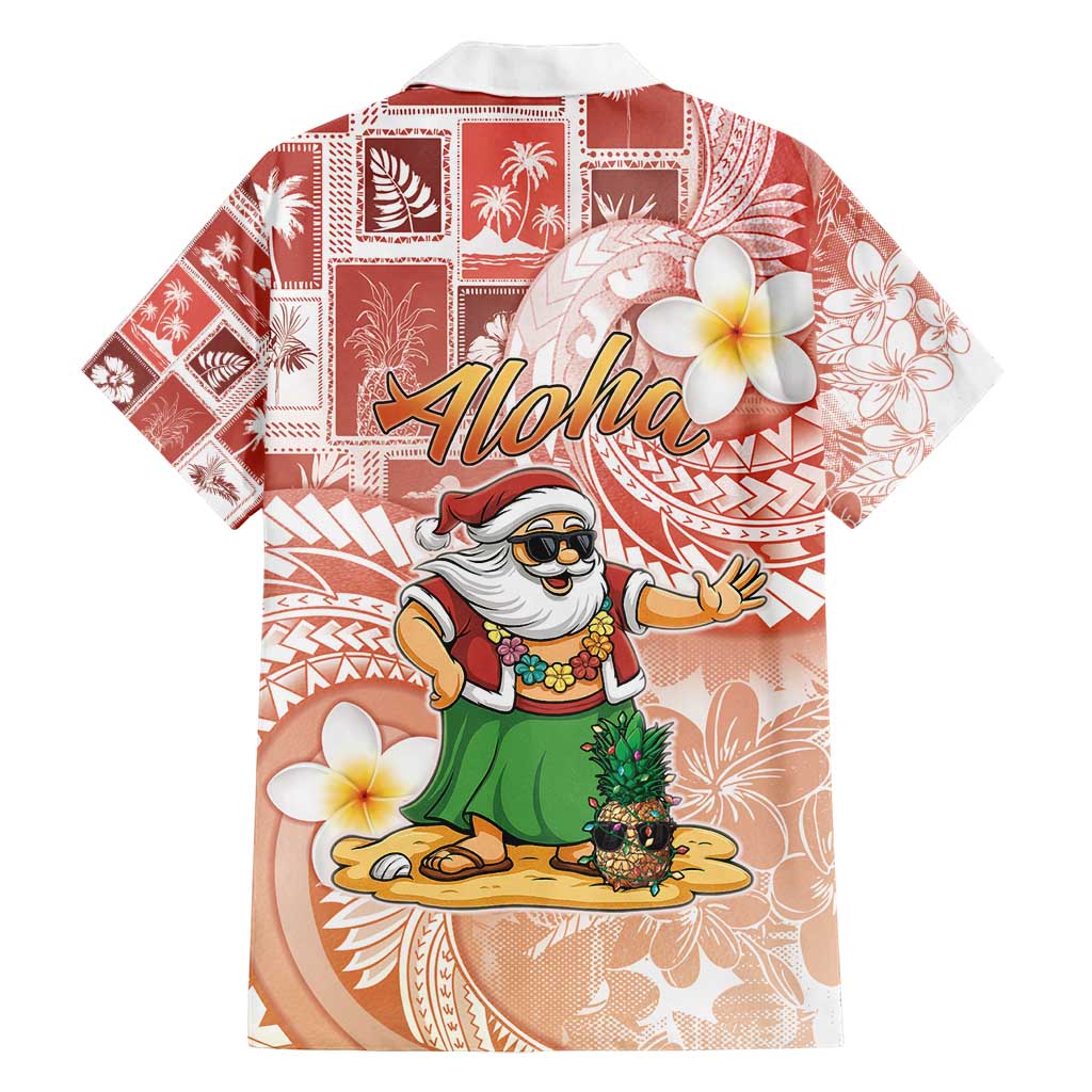 Hawaii Mele Kalikimaka Family Matching Tank Maxi Dress and Hawaiian Shirt Hula Santa Retro Style Red LT05 - Polynesian Pride