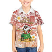 Hawaii Mele Kalikimaka Family Matching Tank Maxi Dress and Hawaiian Shirt Hula Santa Retro Style Red LT05 Son's Shirt Red - Polynesian Pride