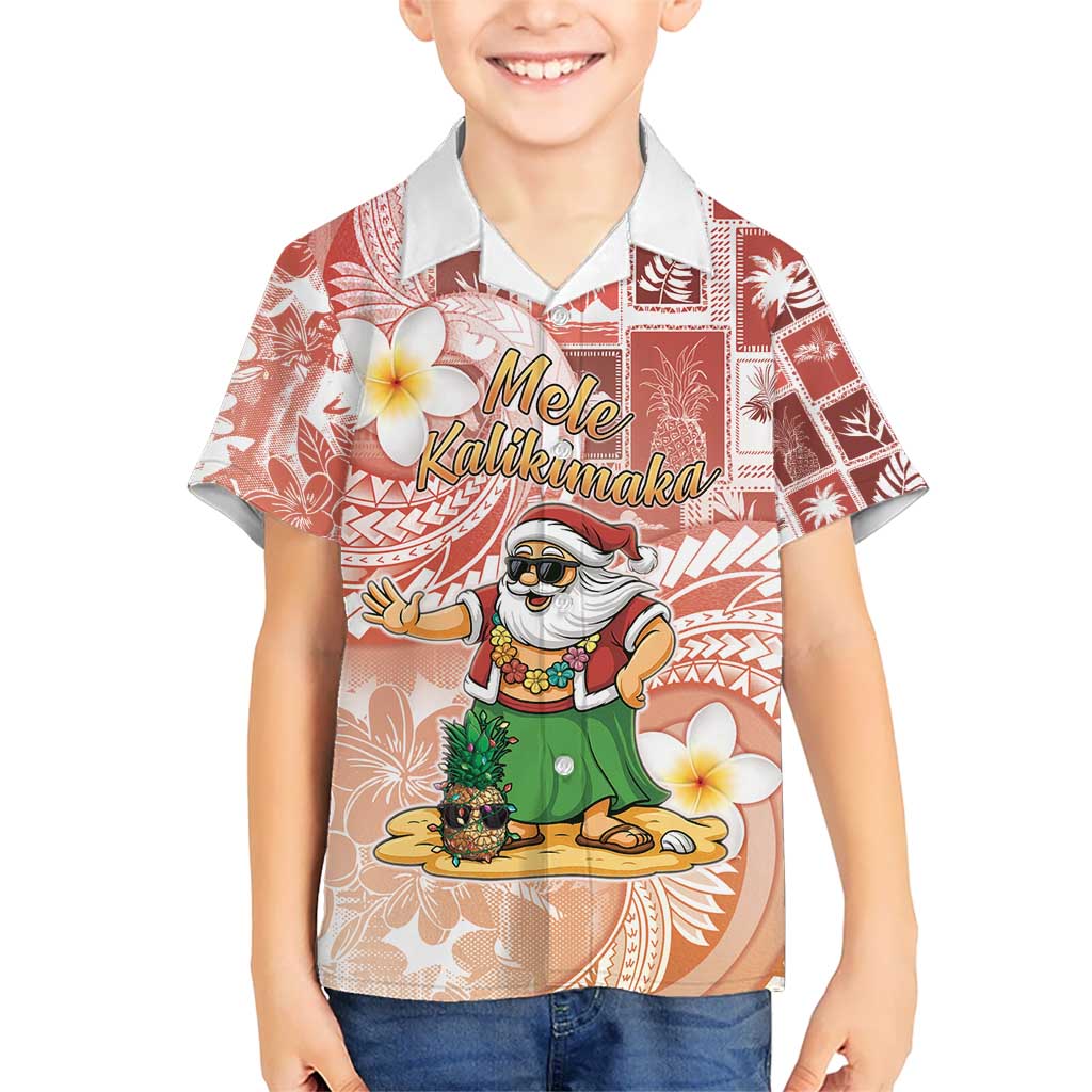 Hawaii Mele Kalikimaka Hawaiian Shirt Hula Santa Retro Style Red - Polynesian Pride