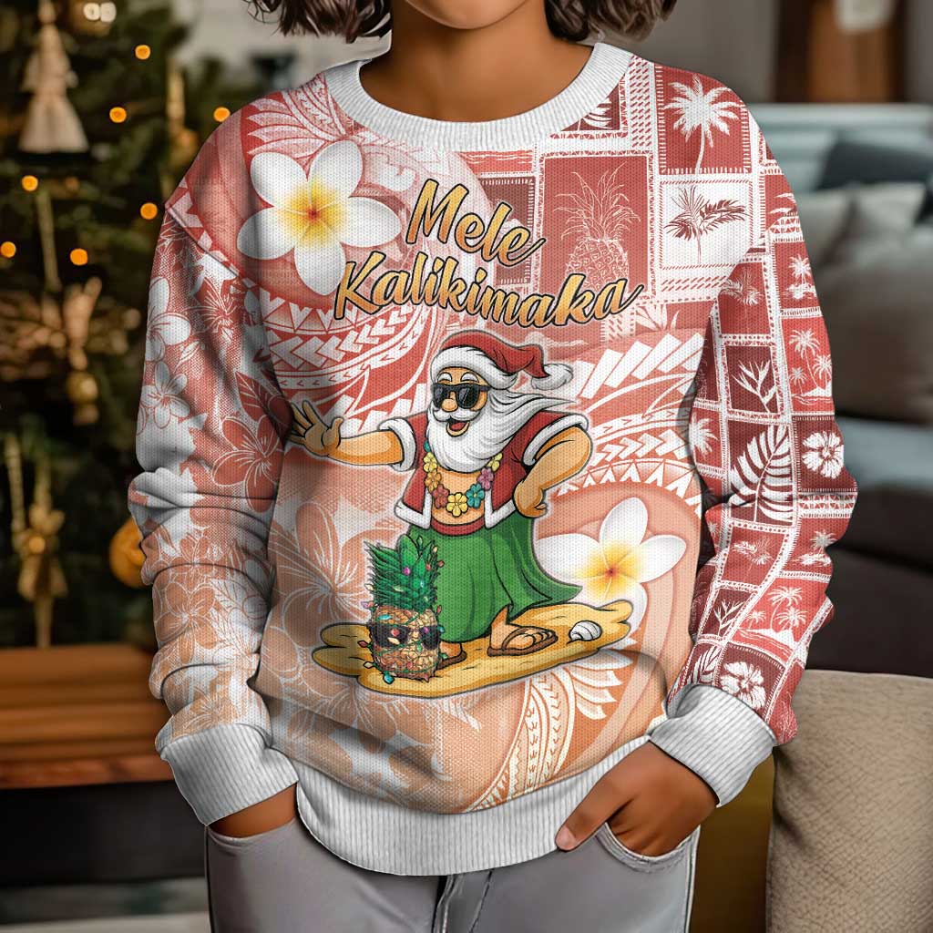 Hawaii Mele Kalikimaka Kid Ugly Christmas Sweater Hula Santa Retro Style Red LT05 - Polynesian Pride