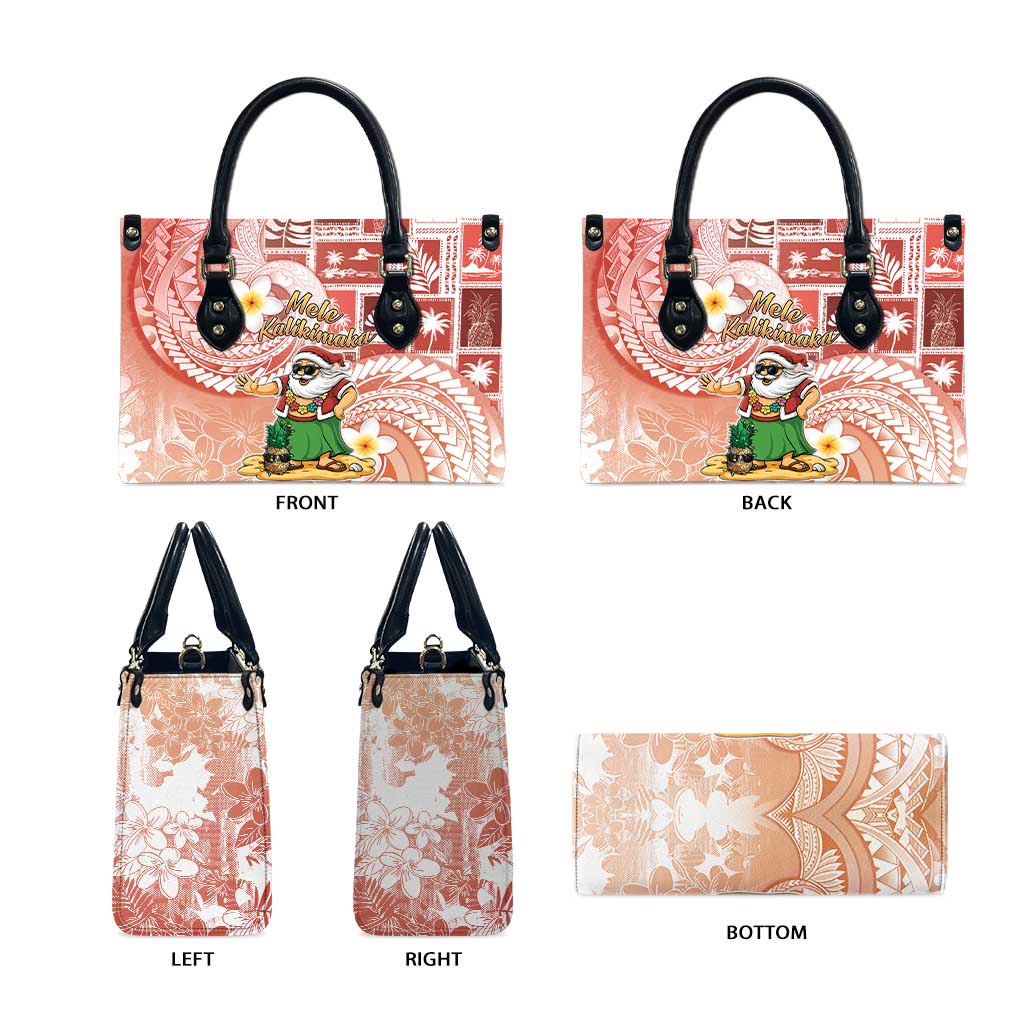 Hawaii Mele Kalikimaka Leather Bag Hula Santa Retro Style Red - Polynesian Pride