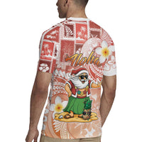 Hawaii Mele Kalikimaka Rugby Jersey Hula Santa Retro Style Red - Polynesian Pride