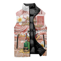 Hawaii Mele Kalikimaka Sleeveless Puffer Jacket Hula Santa Retro Style Red - Polynesian Pride