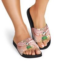 Hawaii Mele Kalikimaka Slide Sandals Hula Santa Retro Style Red - Polynesian Pride