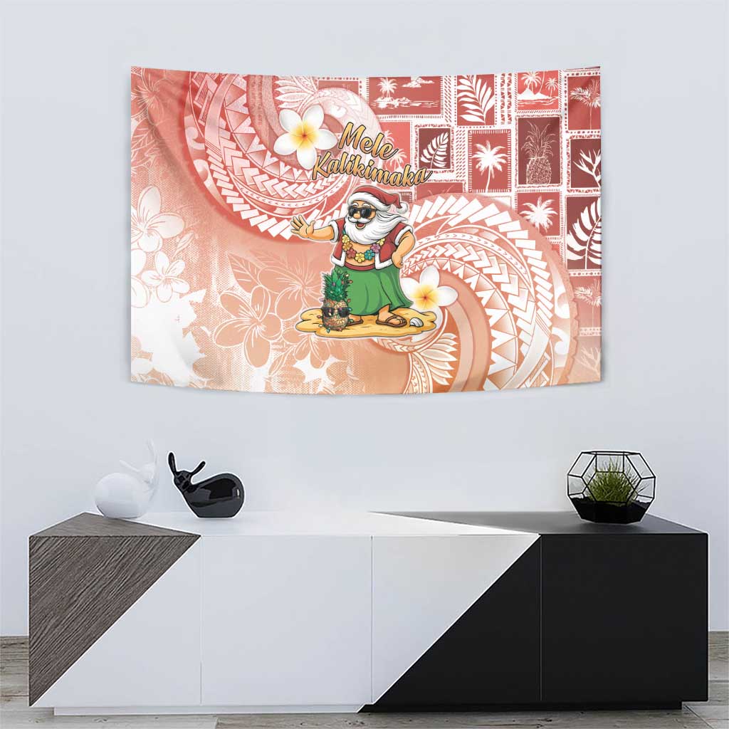 Hawaii Mele Kalikimaka Tapestry Hula Santa Retro Style Red LT05 - Polynesian Pride