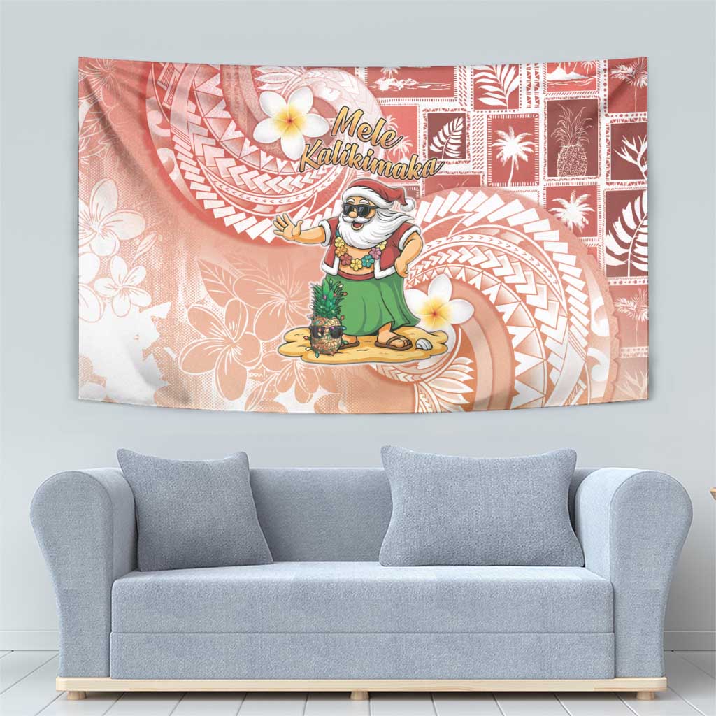 Hawaii Mele Kalikimaka Tapestry Hula Santa Retro Style Red LT05 - Polynesian Pride