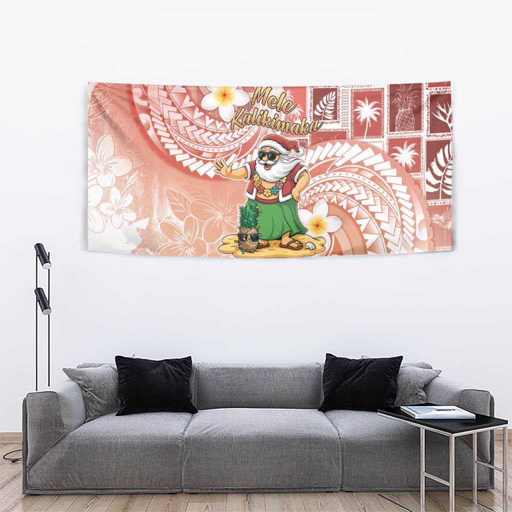 Hawaii Mele Kalikimaka Tapestry Hula Santa Retro Style Red LT05 - Polynesian Pride