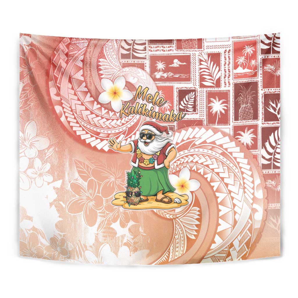 Hawaii Mele Kalikimaka Tapestry Hula Santa Retro Style Red LT05 - Polynesian Pride