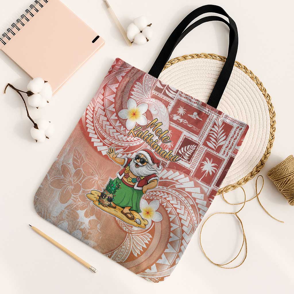 Hawaii Mele Kalikimaka Tote Bag Hula Santa Retro Style Red - Polynesian Pride
