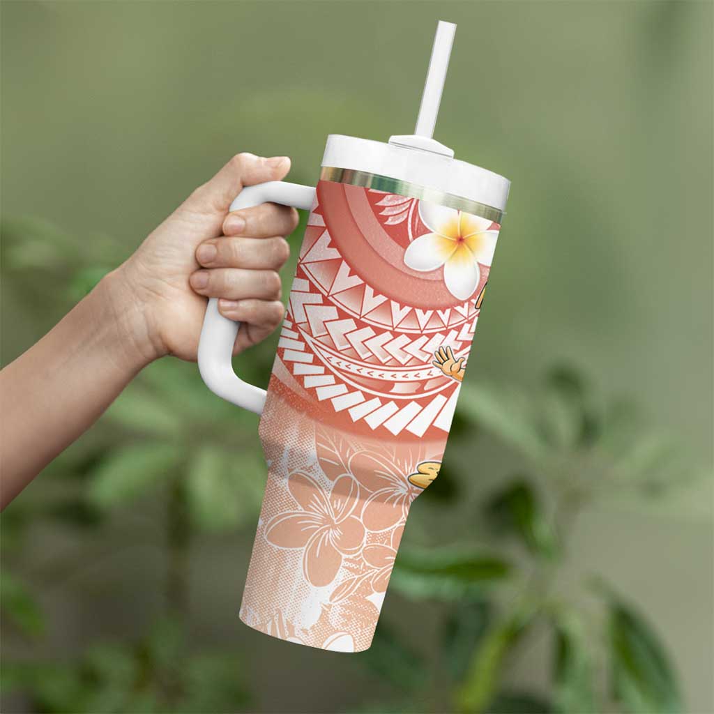 Hawaii Mele Kalikimaka Tumbler With Handle Hula Santa Retro Style Red - Polynesian Pride