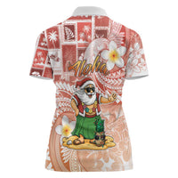 Hawaii Mele Kalikimaka Women Polo Shirt Hula Santa Retro Style Red LT05 - Polynesian Pride