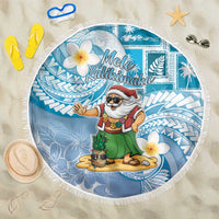 Hawaii Mele Kalikimaka Beach Blanket Hula Santa Retro Style Blue LT05 One Size 150cm Blue - Polynesian Pride