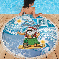 Hawaii Mele Kalikimaka Beach Blanket Hula Santa Retro Style Blue LT05 - Polynesian Pride