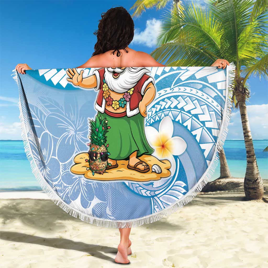 Hawaii Mele Kalikimaka Beach Blanket Hula Santa Retro Style Blue LT05 - Polynesian Pride