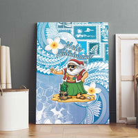 Hawaii Mele Kalikimaka Canvas Wall Art Hula Santa Retro Style Blue - Polynesian Pride