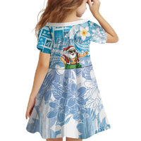 Hawaii Mele Kalikimaka Family Matching Off Shoulder Maxi Dress and Hawaiian Shirt Hula Santa Retro Style Blue LT05 - Polynesian Pride