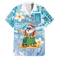 Hawaii Mele Kalikimaka Family Matching Tank Maxi Dress and Hawaiian Shirt Hula Santa Retro Style Blue LT05 Dad's Shirt - Short Sleeve Blue - Polynesian Pride