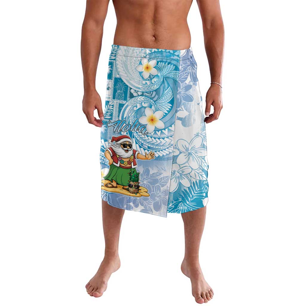 Hawaii Mele Kalikimaka Lavalava Hula Santa Retro Style Blue - Polynesian Pride
