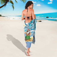 Hawaii Mele Kalikimaka Sarong Hula Santa Retro Style Blue - Polynesian Pride