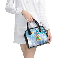 Hawaii Mele Kalikimaka Shoulder Handbag Hula Santa Retro Style Blue - Polynesian Pride