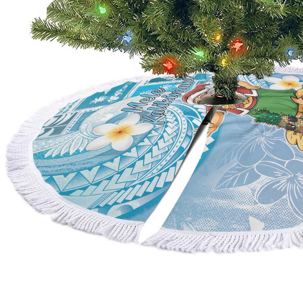 Hawaii Mele Kalikimaka Tree Skirt Hula Santa Retro Style Blue LT05 - Polynesian Pride