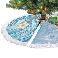 Hawaii Mele Kalikimaka Tree Skirt Hula Santa Retro Style Blue LT05 - Polynesian Pride