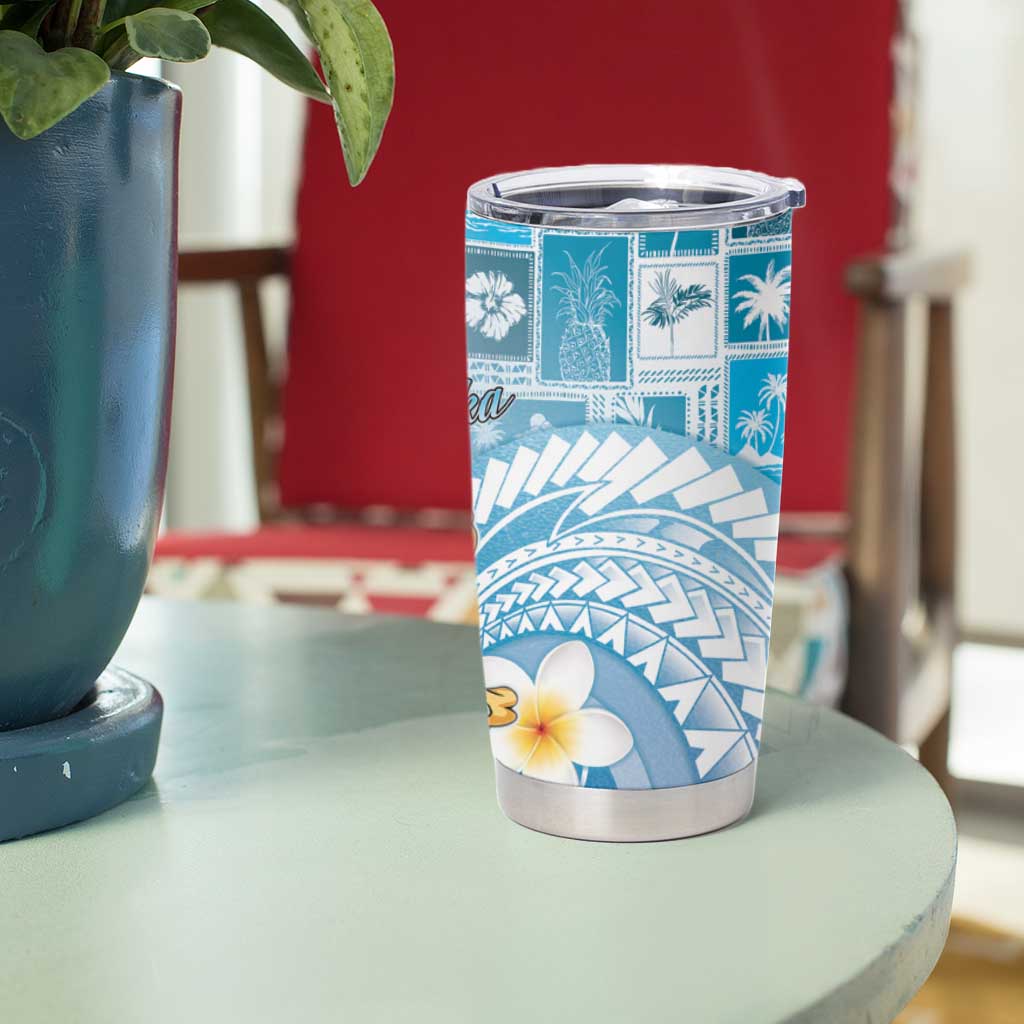 Hawaii Mele Kalikimaka Tumbler Cup Hula Santa Retro Style Blue - Polynesian Pride