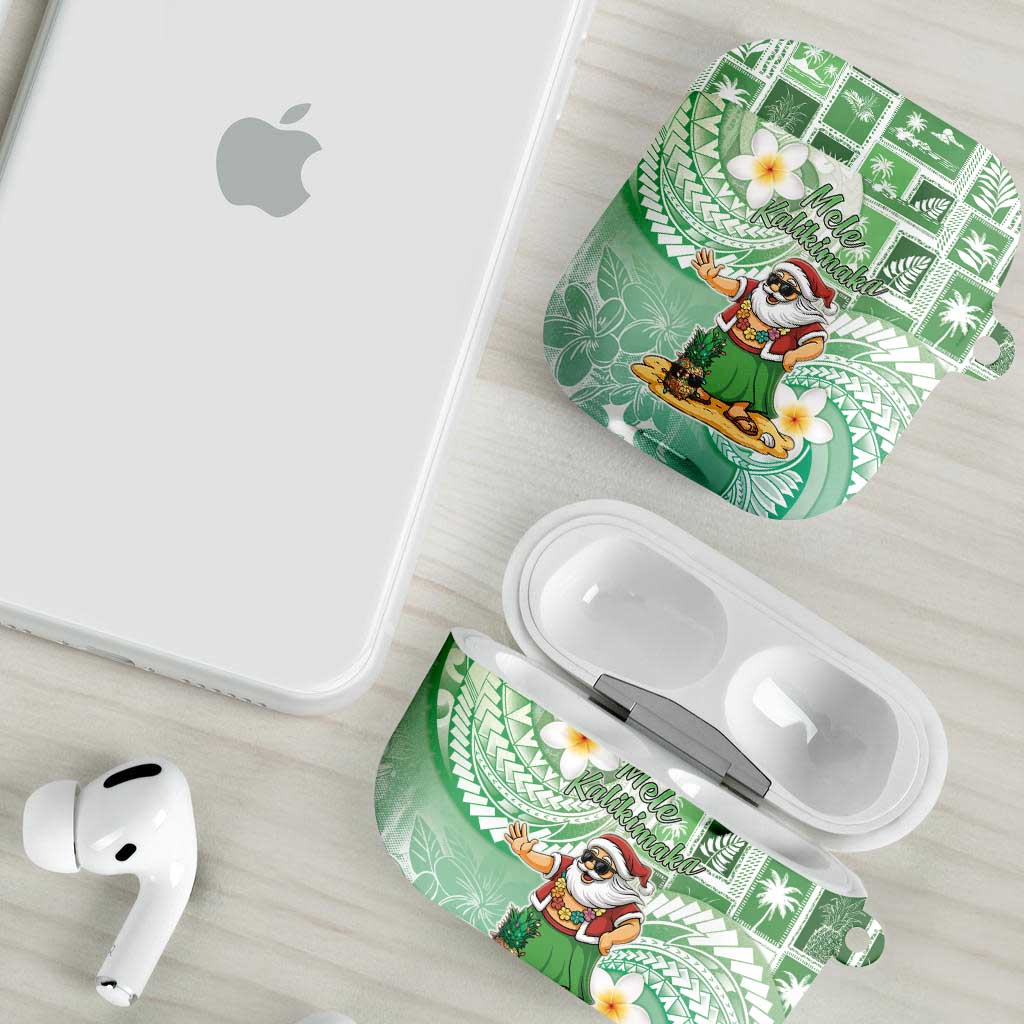 Hawaii Mele Kalikimaka AirPods Case Hula Santa Retro Style Green - Polynesian Pride
