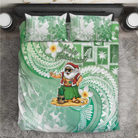 Hawaii Mele Kalikimaka Bedding Set Hula Santa Retro Style Green - Polynesian Pride