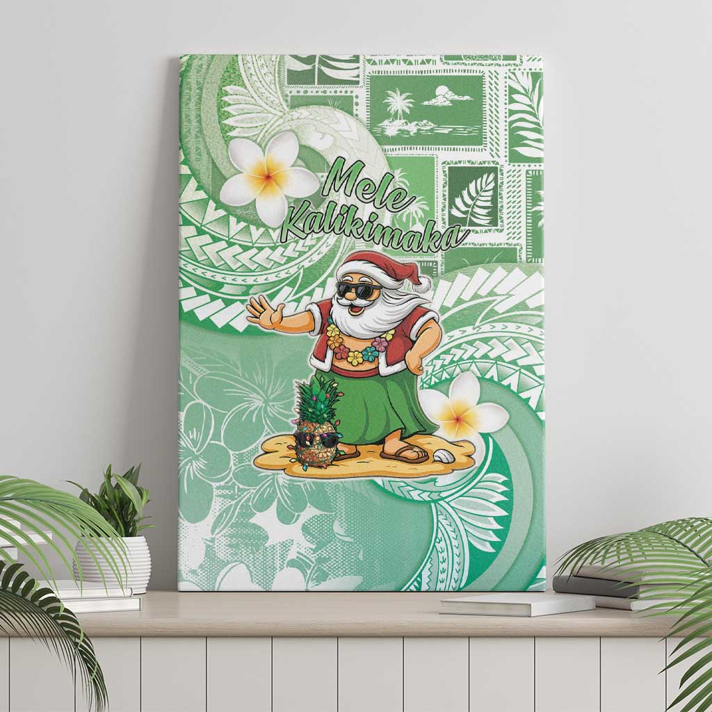 Hawaii Mele Kalikimaka Canvas Wall Art Hula Santa Retro Style Green - Polynesian Pride