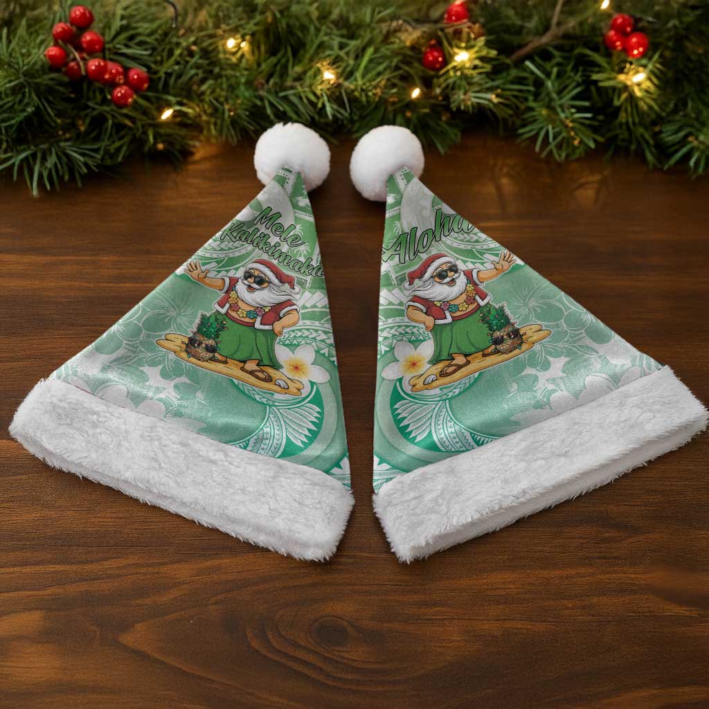 Hawaii Mele Kalikimaka Christmas Santa Hat Hula Santa Retro Style Green LT05 - Polynesian Pride