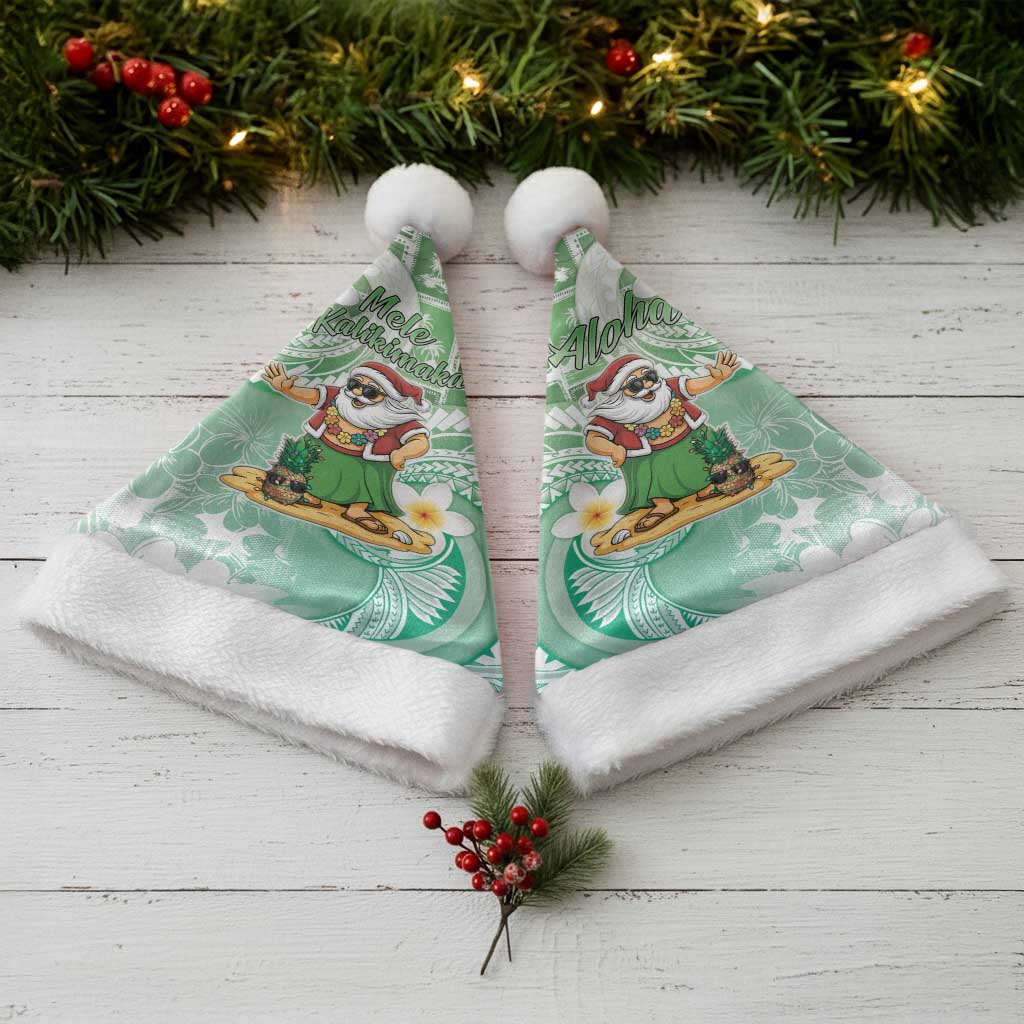 Hawaii Mele Kalikimaka Christmas Santa Hat Hula Santa Retro Style Green LT05 - Polynesian Pride