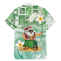 Hawaii Mele Kalikimaka Family Matching Mermaid Dress and Hawaiian Shirt Hula Santa Retro Style Green LT05 - Polynesian Pride
