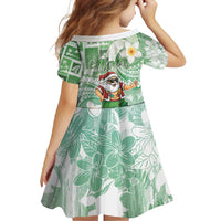 Hawaii Mele Kalikimaka Family Matching Summer Maxi Dress and Hawaiian Shirt Hula Santa Retro Style Green LT05 - Polynesian Pride