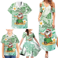 Hawaii Mele Kalikimaka Family Matching Summer Maxi Dress and Hawaiian Shirt Hula Santa Retro Style Green LT05 - Polynesian Pride
