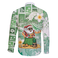Hawaii Mele Kalikimaka Family Matching Summer Maxi Dress and Hawaiian Shirt Hula Santa Retro Style Green LT05 - Polynesian Pride
