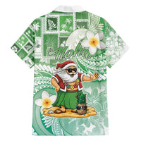 Hawaii Mele Kalikimaka Family Matching Tank Maxi Dress and Hawaiian Shirt Hula Santa Retro Style Green LT05 - Polynesian Pride