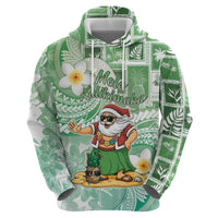 Hawaii Mele Kalikimaka Hoodie Hula Santa Retro Style Green - Polynesian Pride