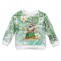 Hawaii Mele Kalikimaka Kid Ugly Christmas Sweater Hula Santa Retro Style Green LT05 Kid Green - Polynesian Pride