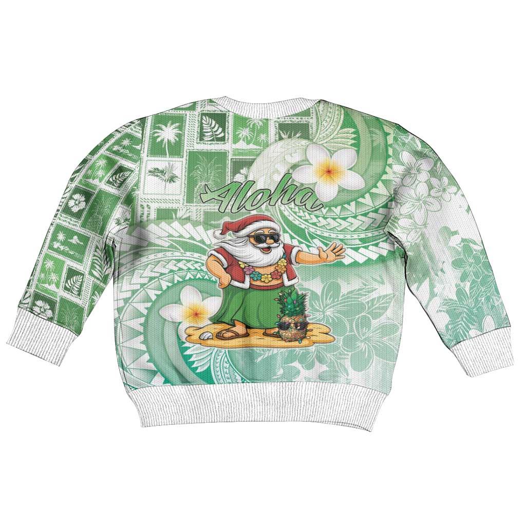 Hawaii Mele Kalikimaka Kid Ugly Christmas Sweater Hula Santa Retro Style Green LT05 - Polynesian Pride