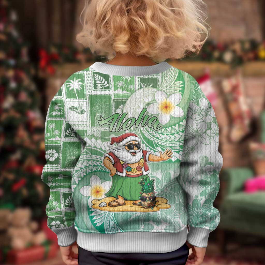 Hawaii Mele Kalikimaka Kid Ugly Christmas Sweater Hula Santa Retro Style Green LT05 - Polynesian Pride