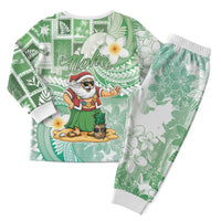 Hawaii Mele Kalikimaka Christmas Pajama Set Hula Santa Retro Style Green LT05 - Polynesian Pride