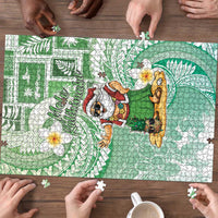 Hawaii Mele Kalikimaka Puzzle Hula Santa Retro Style Green - Polynesian Pride