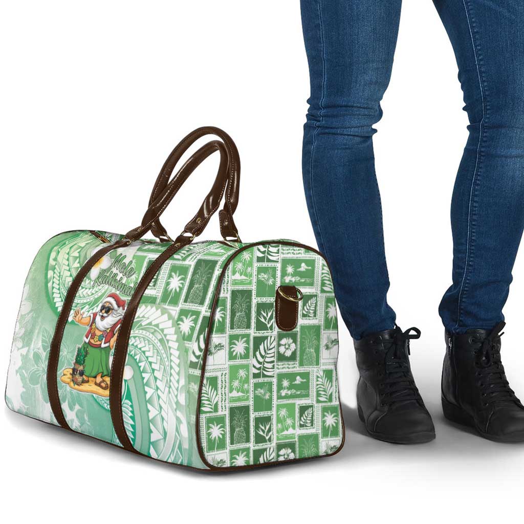 Hawaii Mele Kalikimaka Travel Bag Hula Santa Retro Style Green - Polynesian Pride