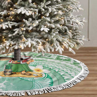Hawaii Mele Kalikimaka Tree Skirt Hula Santa Retro Style Green LT05 - Polynesian Pride